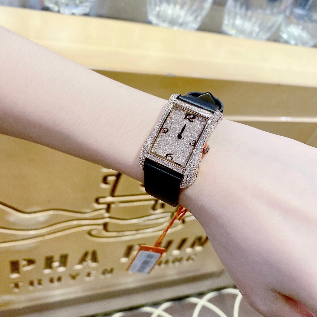 Đồng Hồ Nữ Davena 31609 Dây Da Đen Rose Gold 32mm