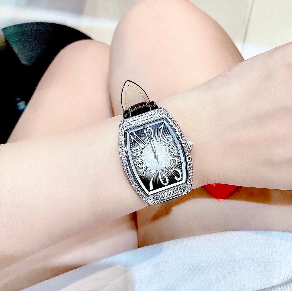 Đồng Hồ Nữ Davena 31820 Dây Da Đen Silver 32mm Chính Hãng