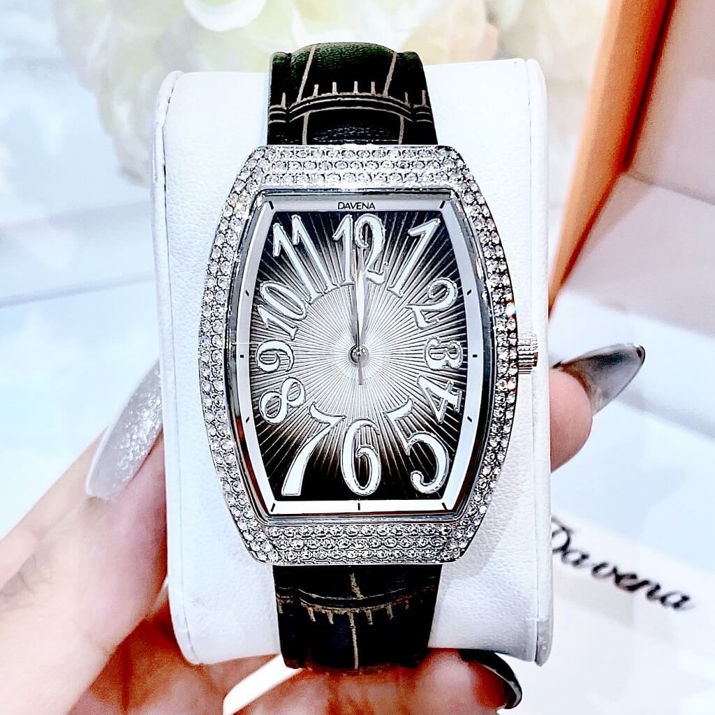 Đồng Hồ Nữ Davena 31820 Dây Da Đen Silver 32mm Chính Hãng