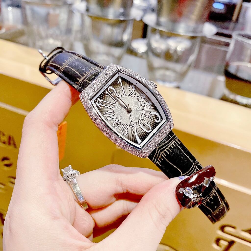 Đồng Hồ Nữ Davena 31820 Dây Da Đen Silver 32mm Chính Hãng