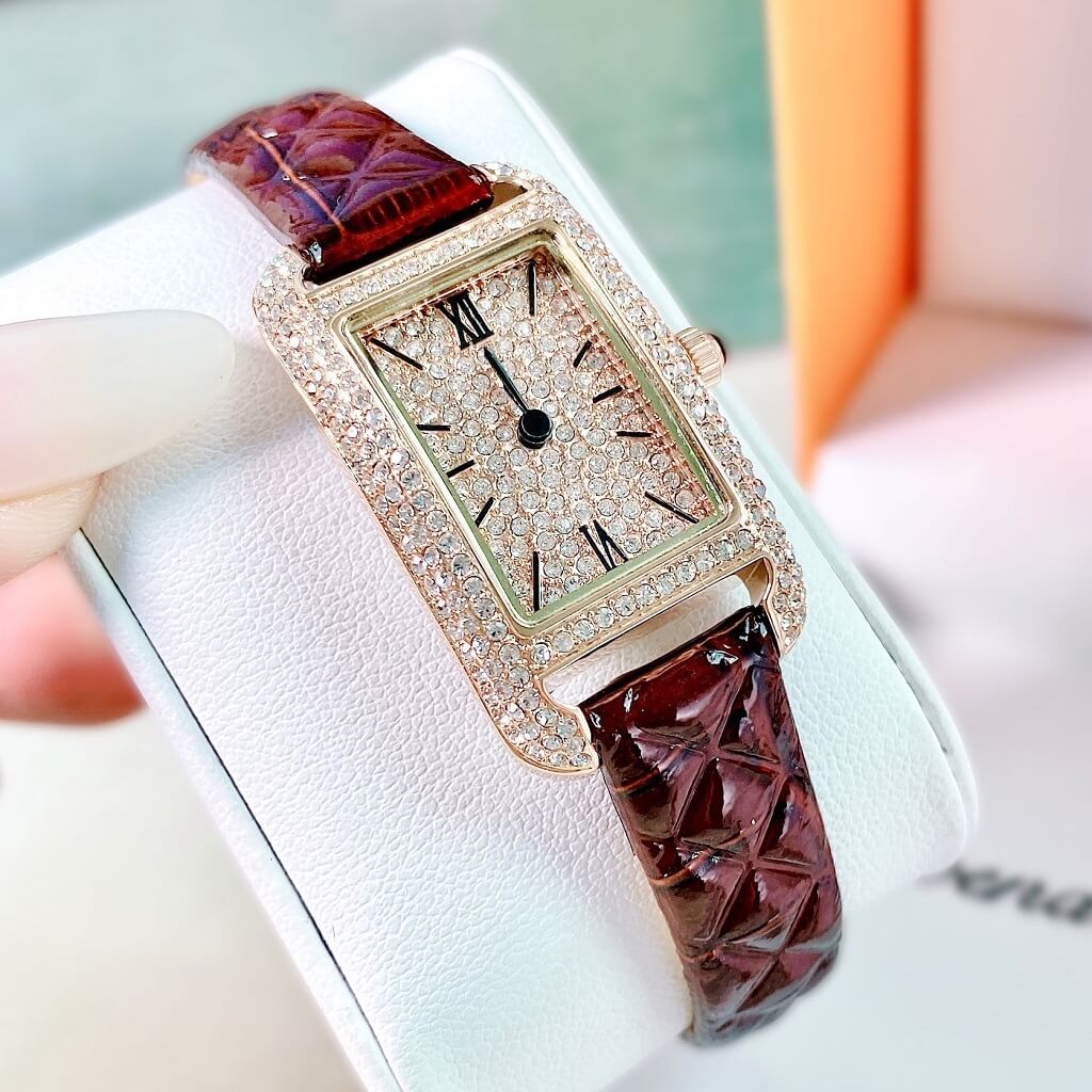 Đồng Hồ Nữ Davena 31968 Rose Gold Dây Da Nâu 30mm