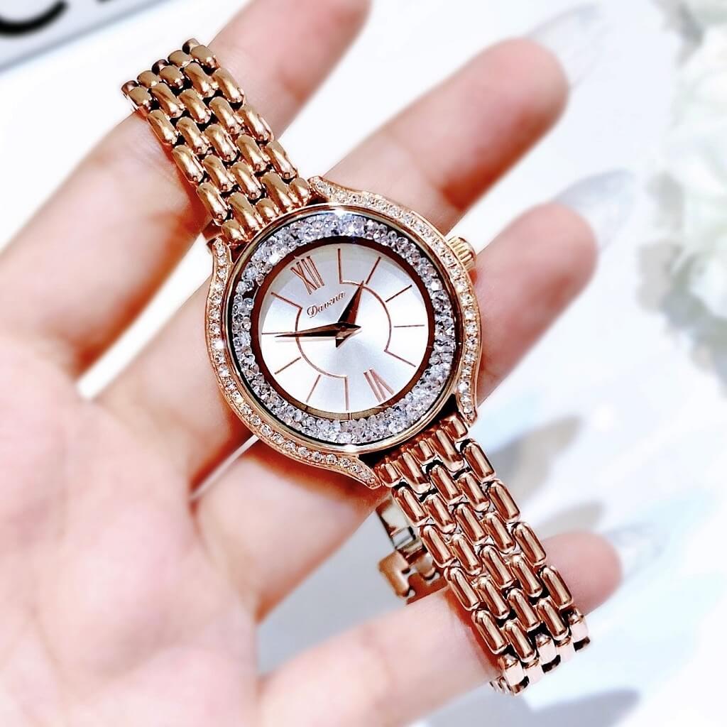 Đồng Hồ Nữ Davena 61666 Rose Gold 30mm Mặt Đá Swarovski