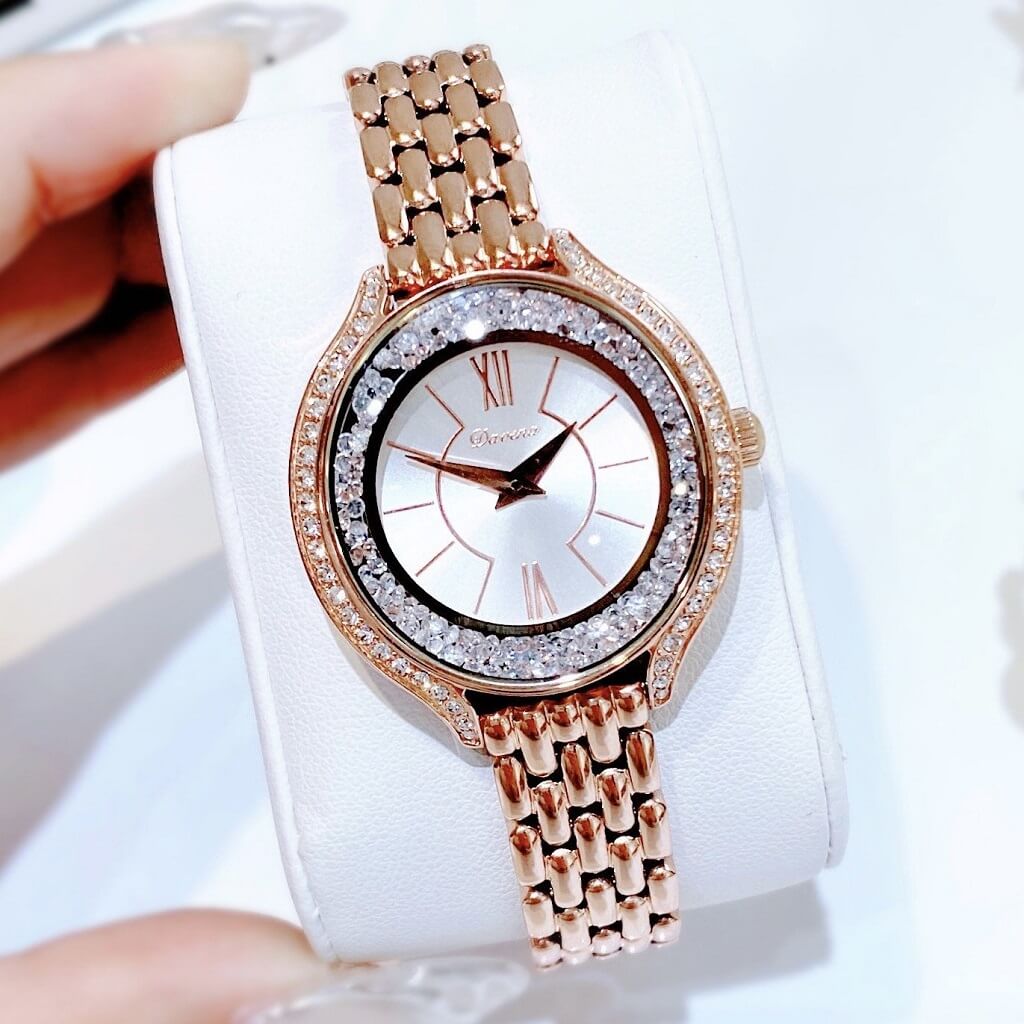 Đồng Hồ Nữ Davena 61666 Rose Gold 30mm Mặt Đá Swarovski