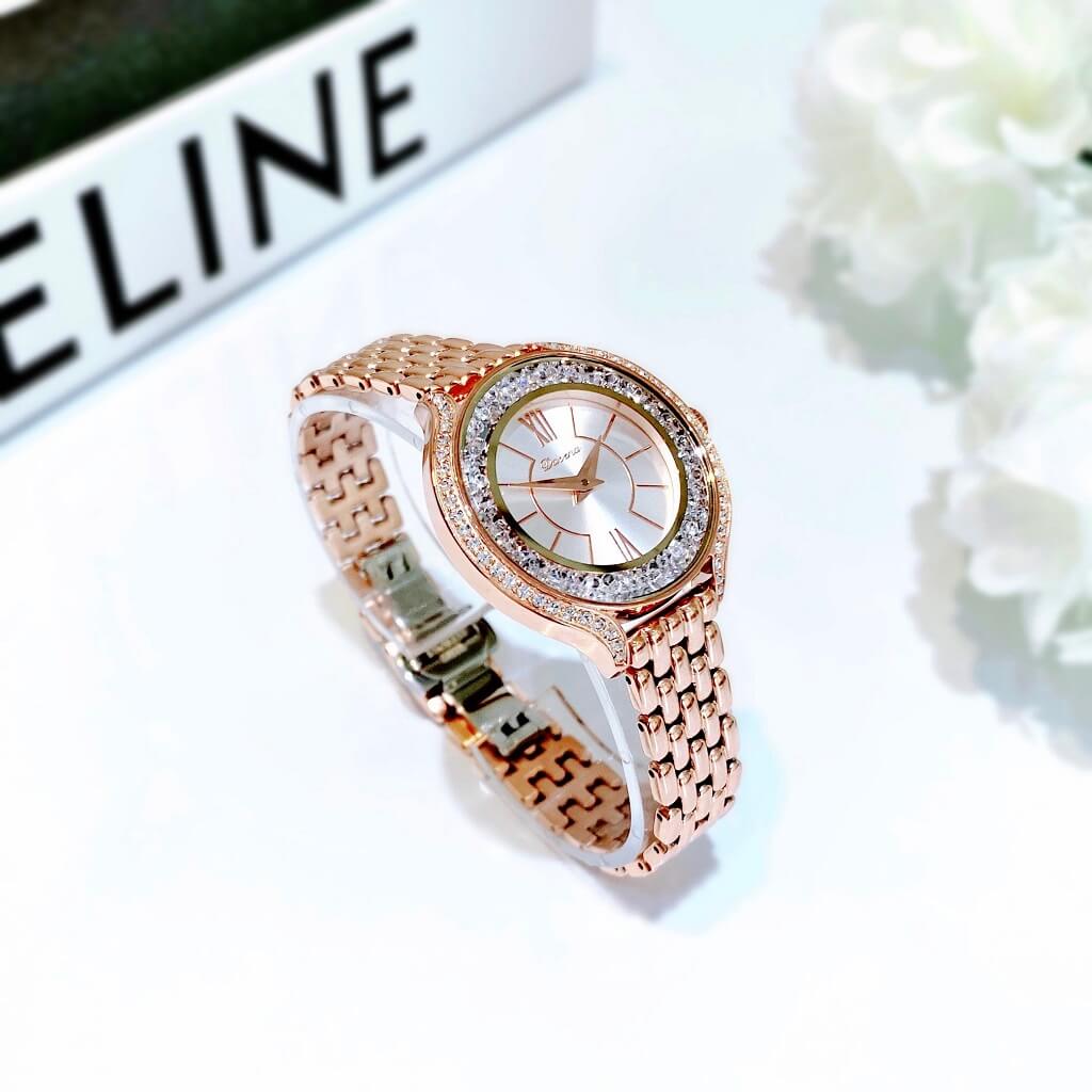 Đồng Hồ Nữ Davena 61666 Rose Gold 30mm Mặt Đá Swarovski