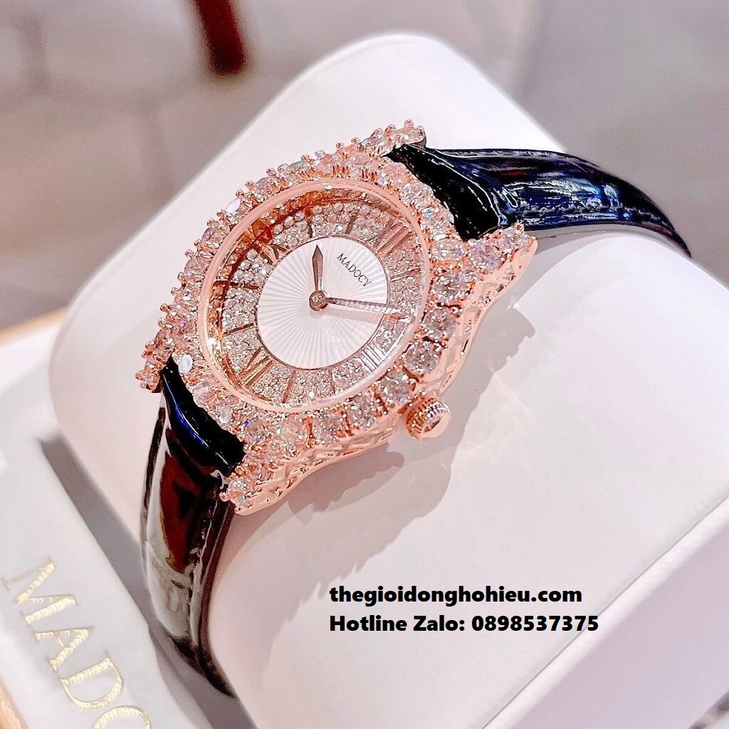 Đồng Hồ Nữ Madocy M81699 Dây Da Đen Rose Gold 31mm