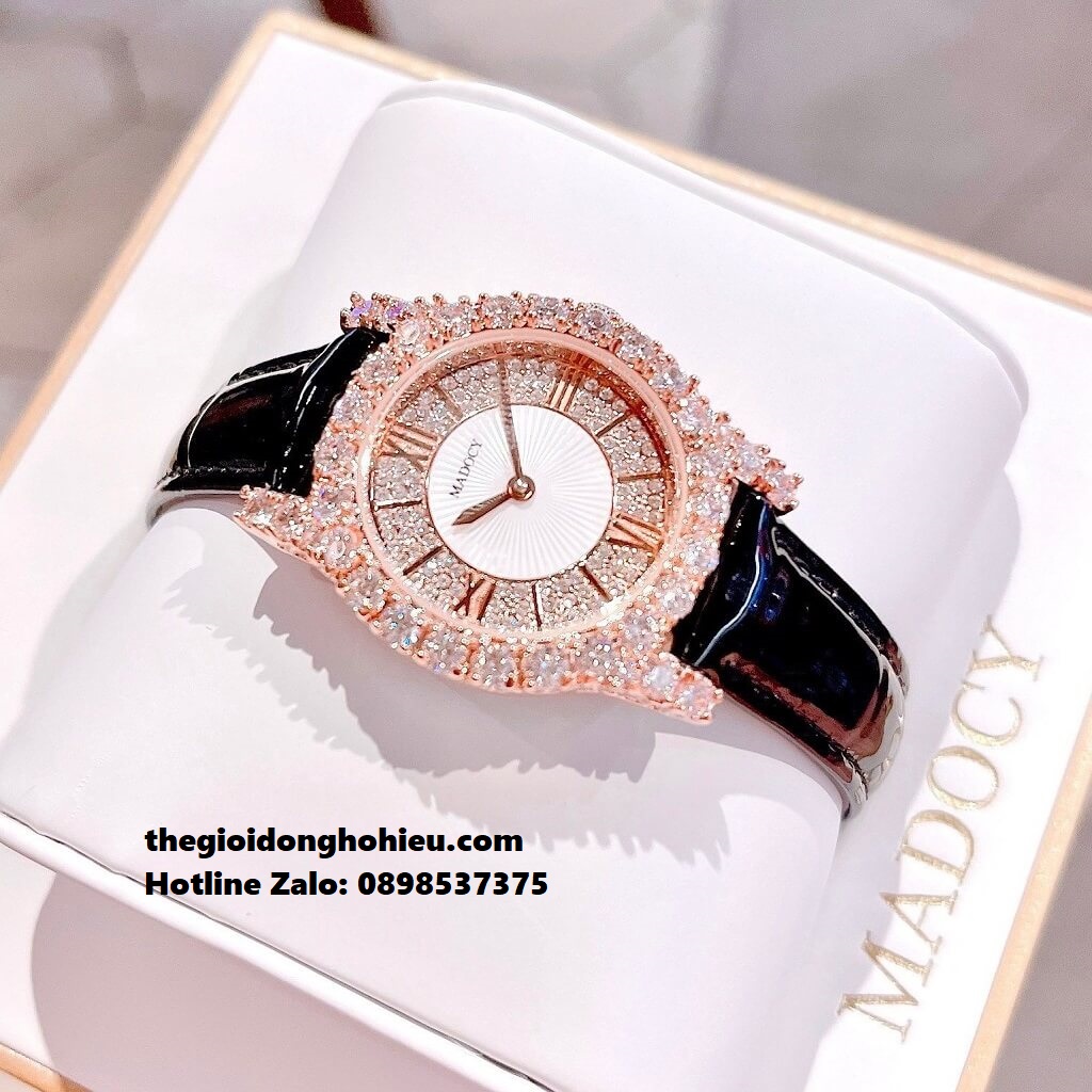 Đồng Hồ Nữ Madocy M81699 Dây Da Đen Rose Gold 31mm