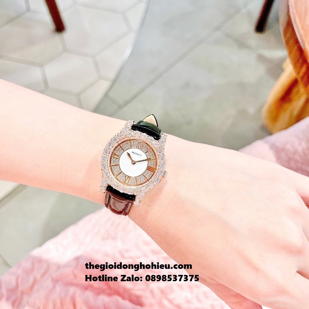 Đồng Hồ Nữ Madocy M81699 Dây Da Đen Rose Gold 31mm