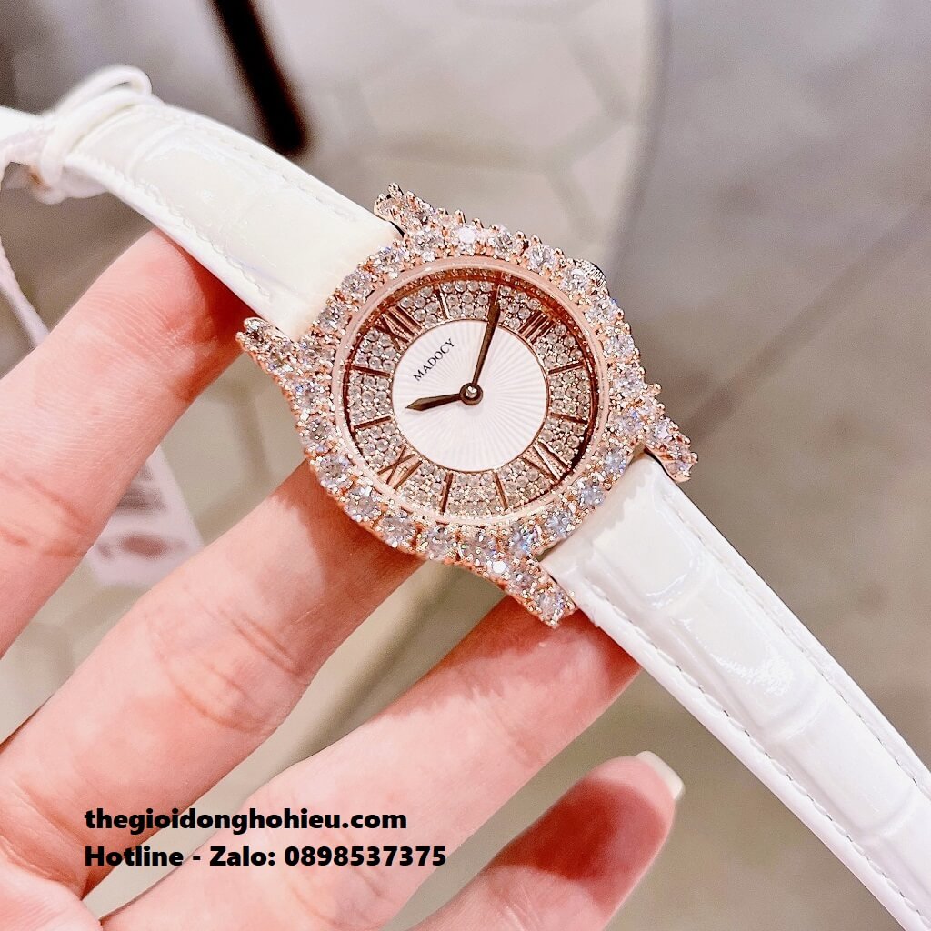 Đồng Hồ Nữ Madocy M81699 Dây Da Trắng Rose Gold 31mm