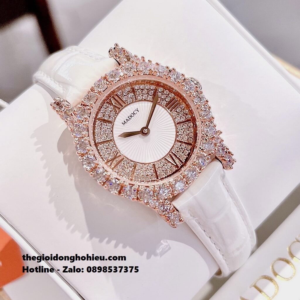 Đồng Hồ Nữ Madocy M81699 Dây Da Trắng Rose Gold 31mm