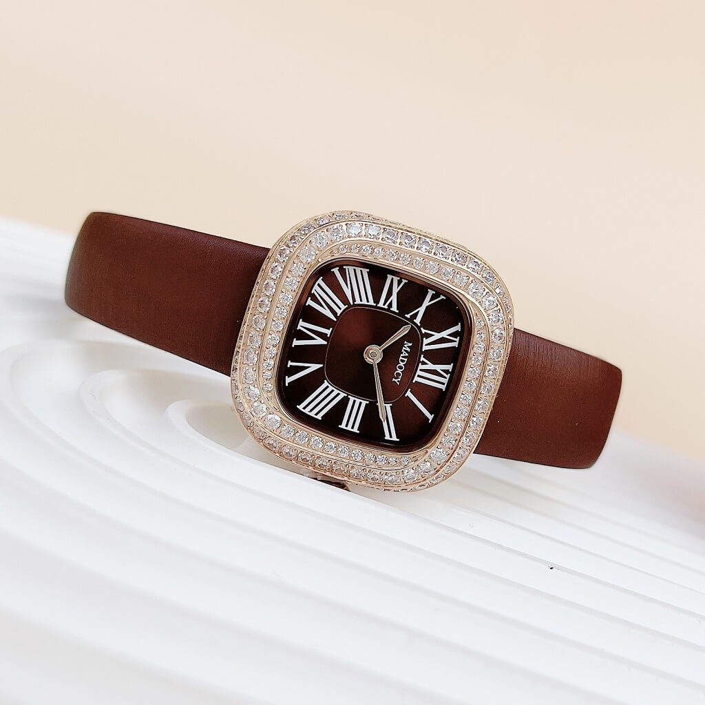 Đồng Hồ Nữ Madocy M81886 Dây Da Brown Rose Gold 31mm