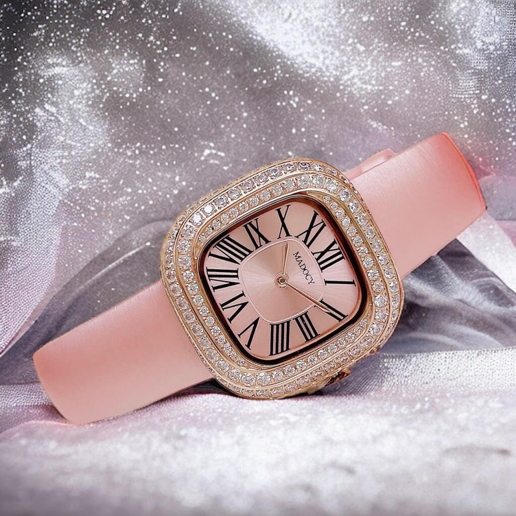 Đồng Hồ Nữ Madocy M81886 Dây Da Pink Rose Gold 31mm