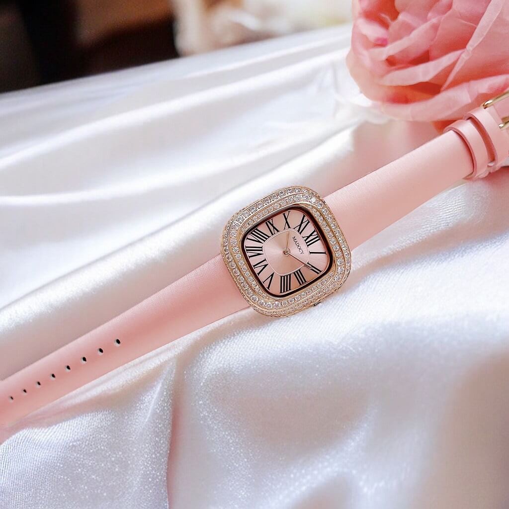 Đồng Hồ Nữ Madocy M81886 Dây Da Pink Rose Gold 31mm