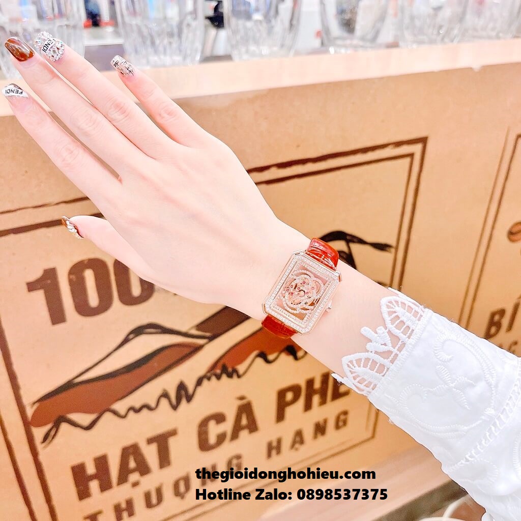 Đồng Hồ Nữ X-cer B0606 Dây Da Đỏ Rose Gold 32mm