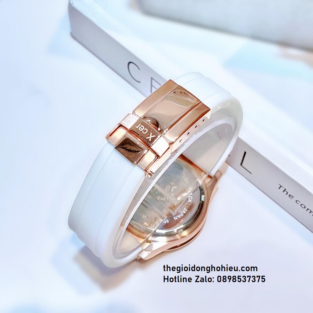 Đồng Hồ Nữ X-Cer B0617 Dây Silicone Trắng Vỏ Rose Gold 38mm