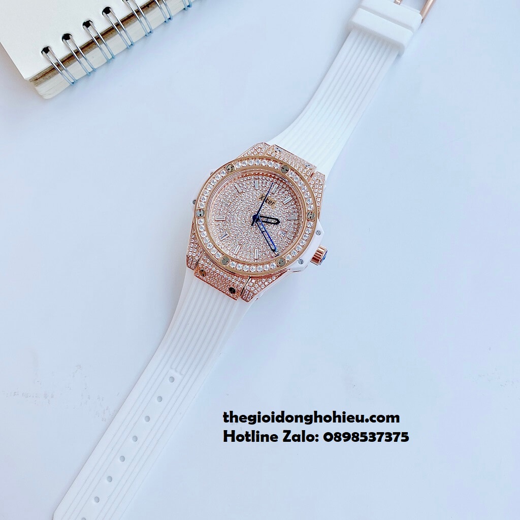 Đồng Hồ Nữ X-cer B0635 Dây Silicone Trắng Rose Gold 34mm