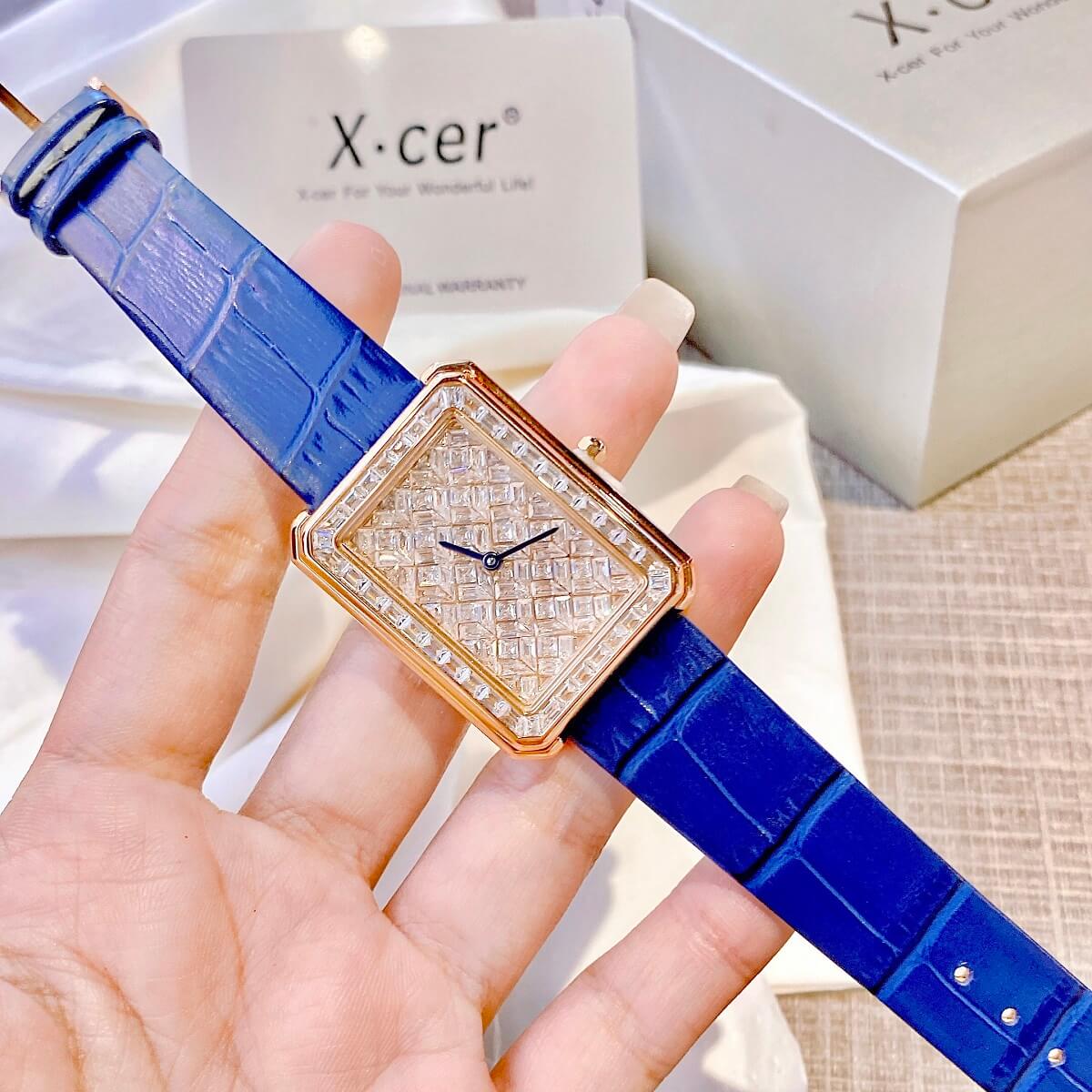 Đồng Hồ Nữ X-cer B0642 Dây Da Blue Rose 34mm