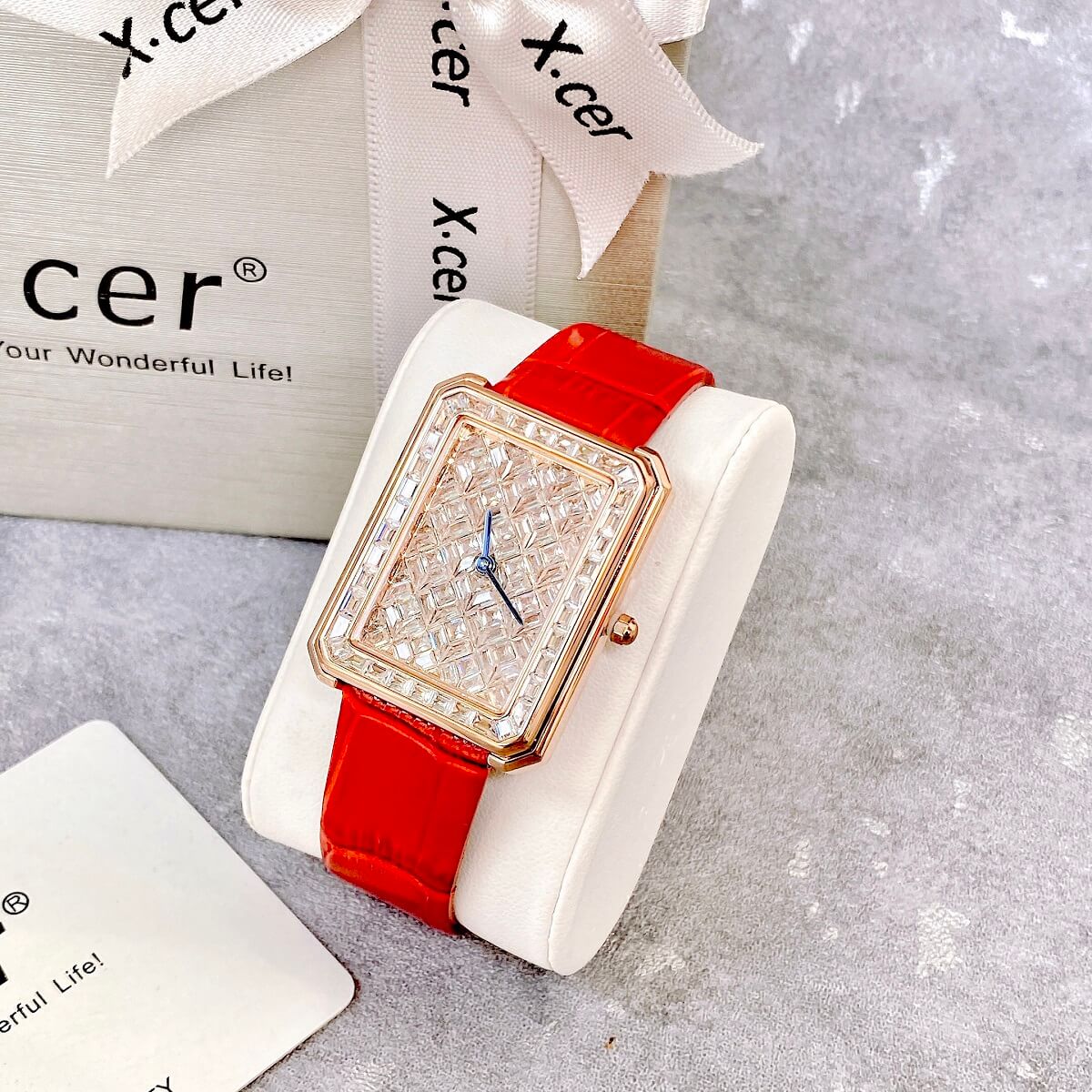 Đồng Hồ Nữ X-cer B0642 Dây Da Red Rose 34mm