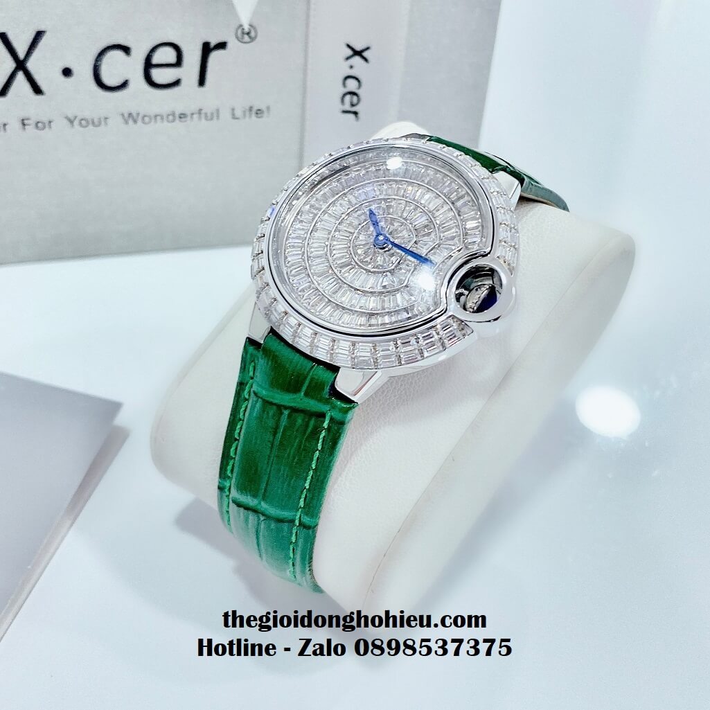 Đồng Hồ X-cer B0605 Nữ Dây Da Xanh Chính Hãng 36mm - Vỏ Silver