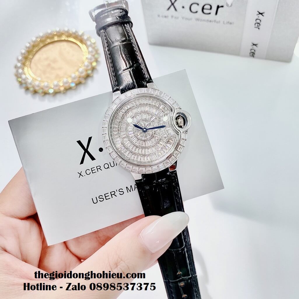 Đồng Hồ X-cer B0605 Nữ Dây Da Đen Chính Hãng 36mm - Vỏ Silver