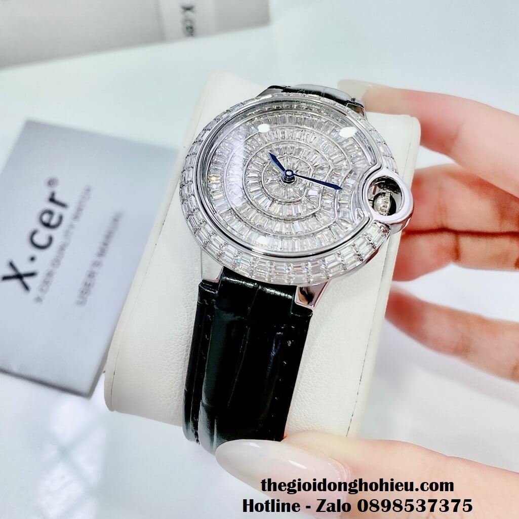 Đồng Hồ X-cer B0605 Nữ Dây Da Đen Chính Hãng 36mm - Vỏ Silver