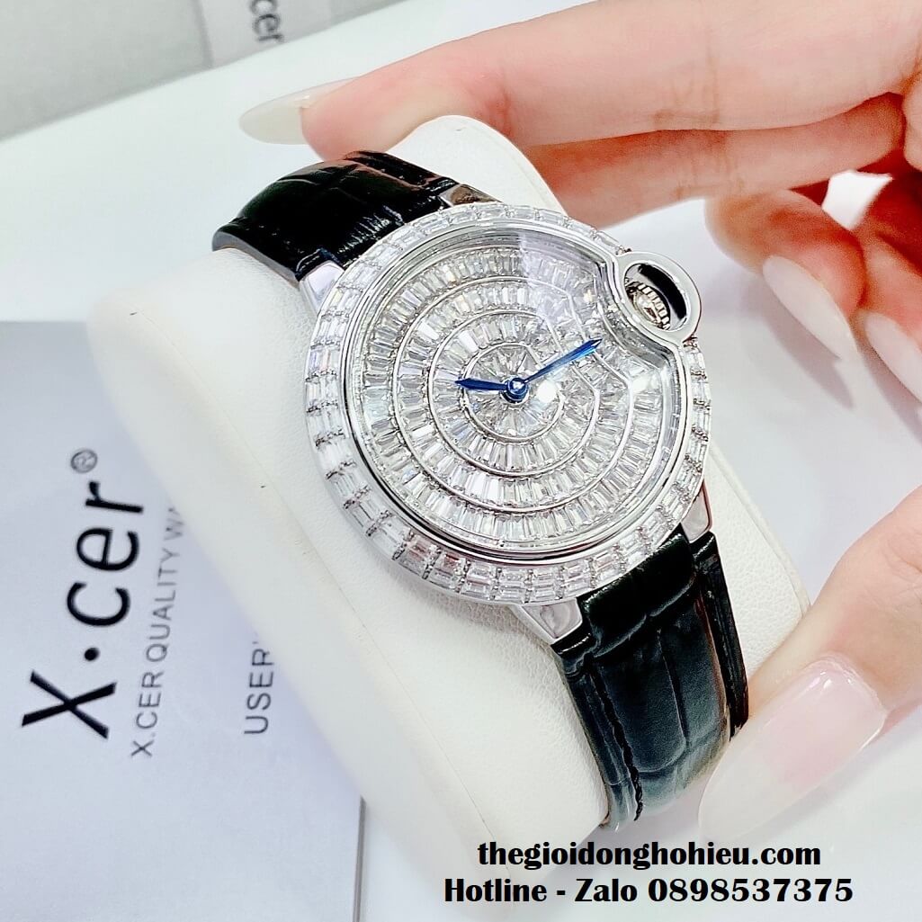 Đồng Hồ X-cer B0605 Nữ Dây Da Đen Chính Hãng 36mm - Vỏ Silver