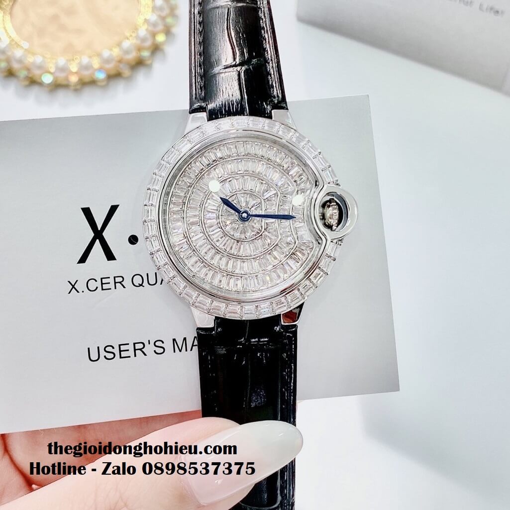 Đồng Hồ X-cer B0605 Nữ Dây Da Đen Chính Hãng 36mm - Vỏ Silver