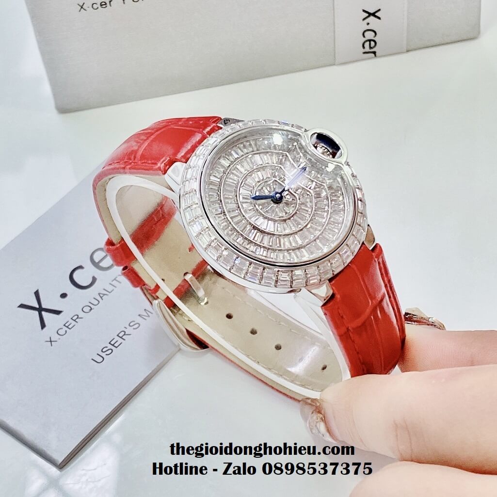 Đồng Hồ X-cer B0605 Nữ Dây Da Đỏ Chính Hãng 36mm - Vỏ Silver