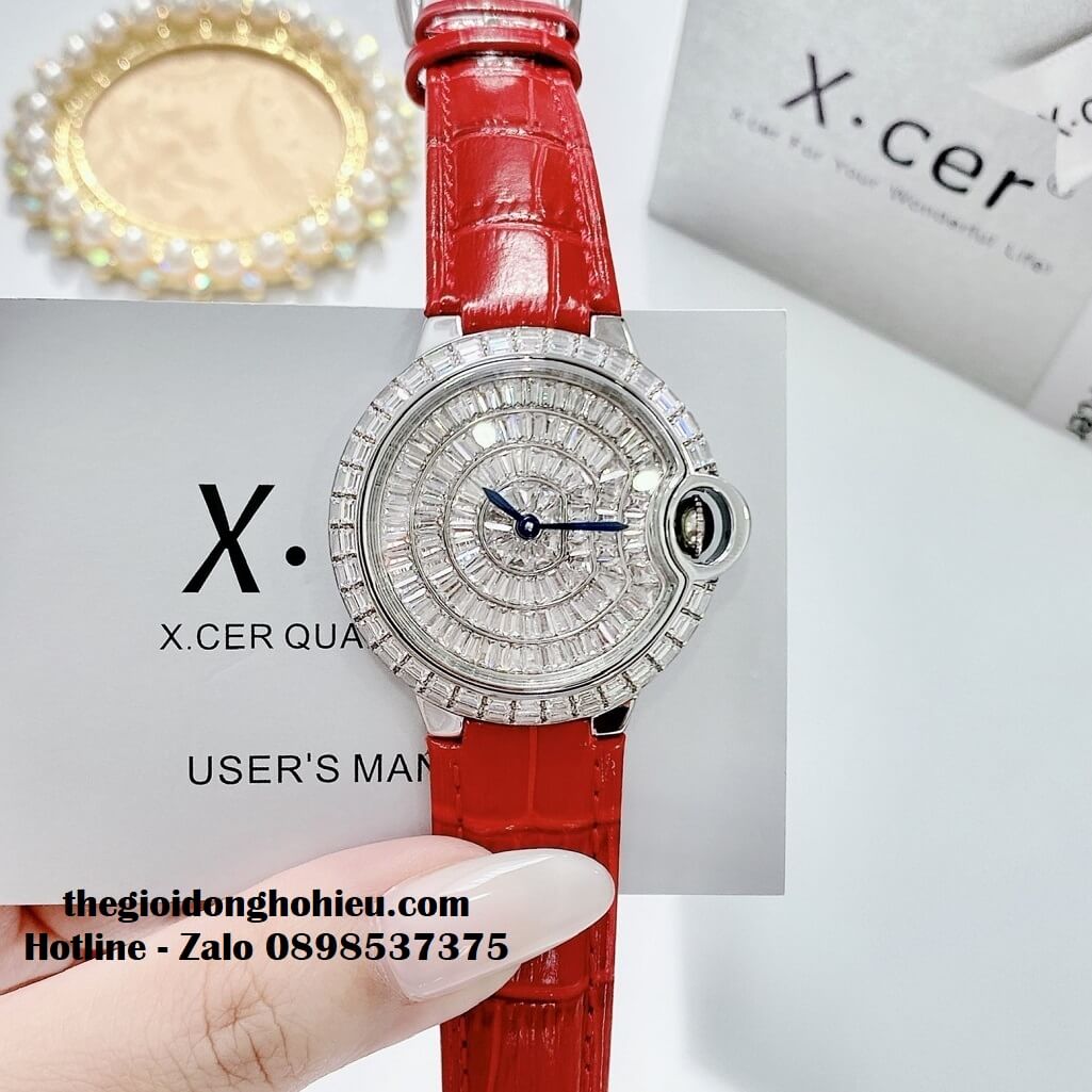 Đồng Hồ X-cer B0605 Nữ Dây Da Đỏ Chính Hãng 36mm - Vỏ Silver