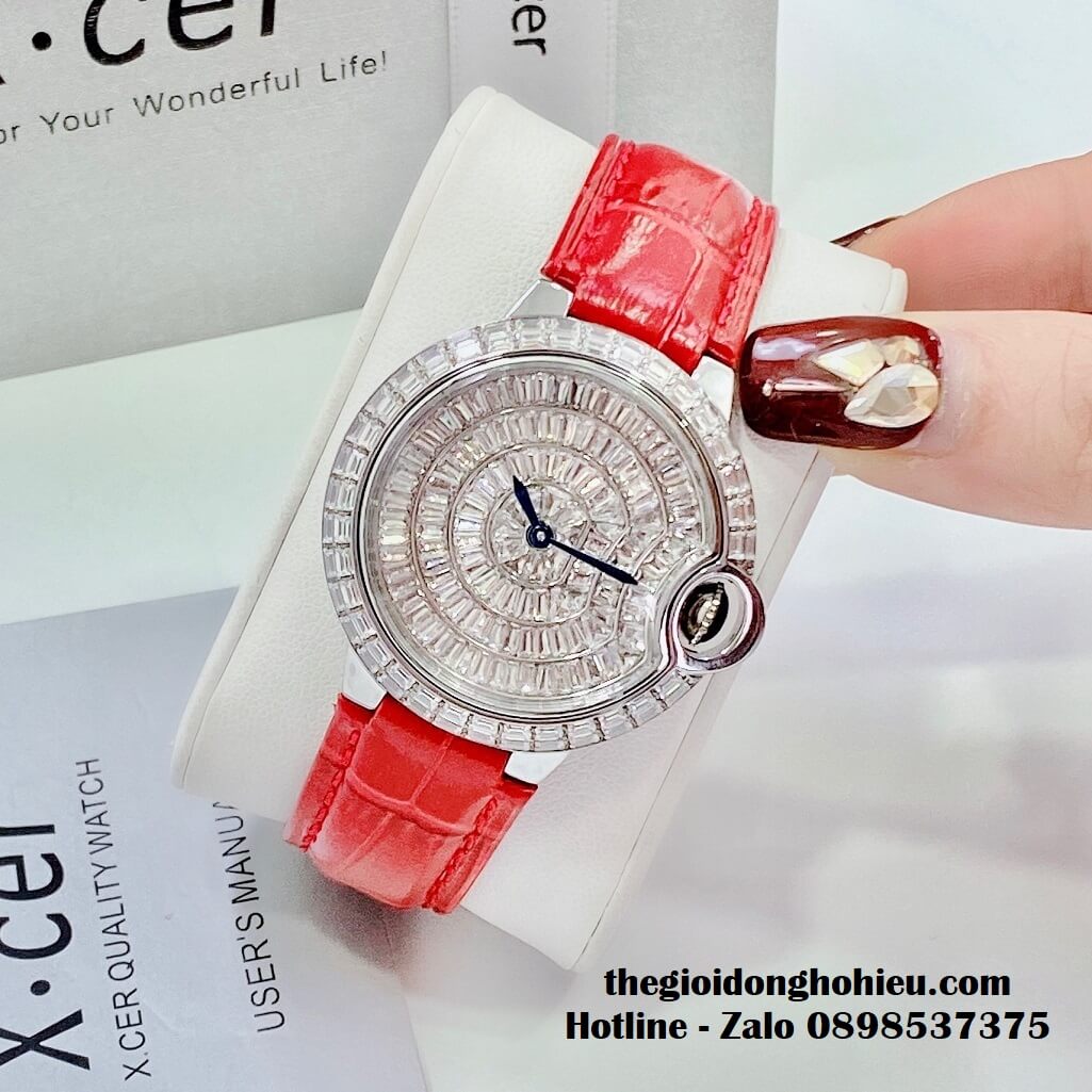 Đồng Hồ X-cer B0605 Nữ Dây Da Đỏ Chính Hãng 36mm - Vỏ Silver