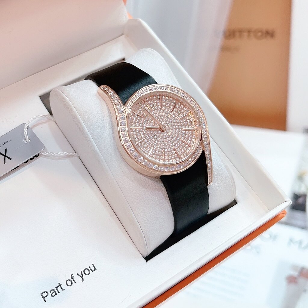 Đồng Hồ X-cer Nữ Dây Satin Đen Rose Gold 32mm - B0632