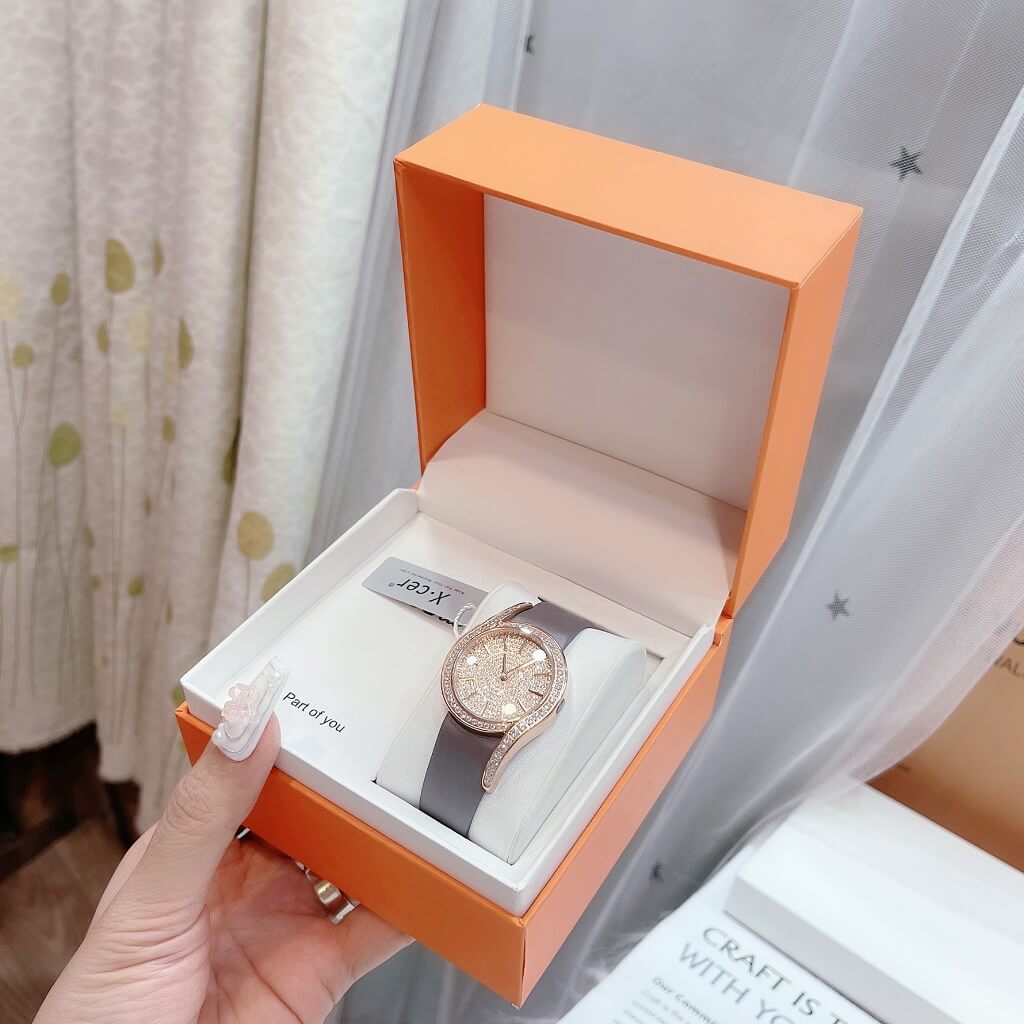 Đồng Hồ X-cer Nữ Dây Satin Gray Rose Gold 32mm - B0632