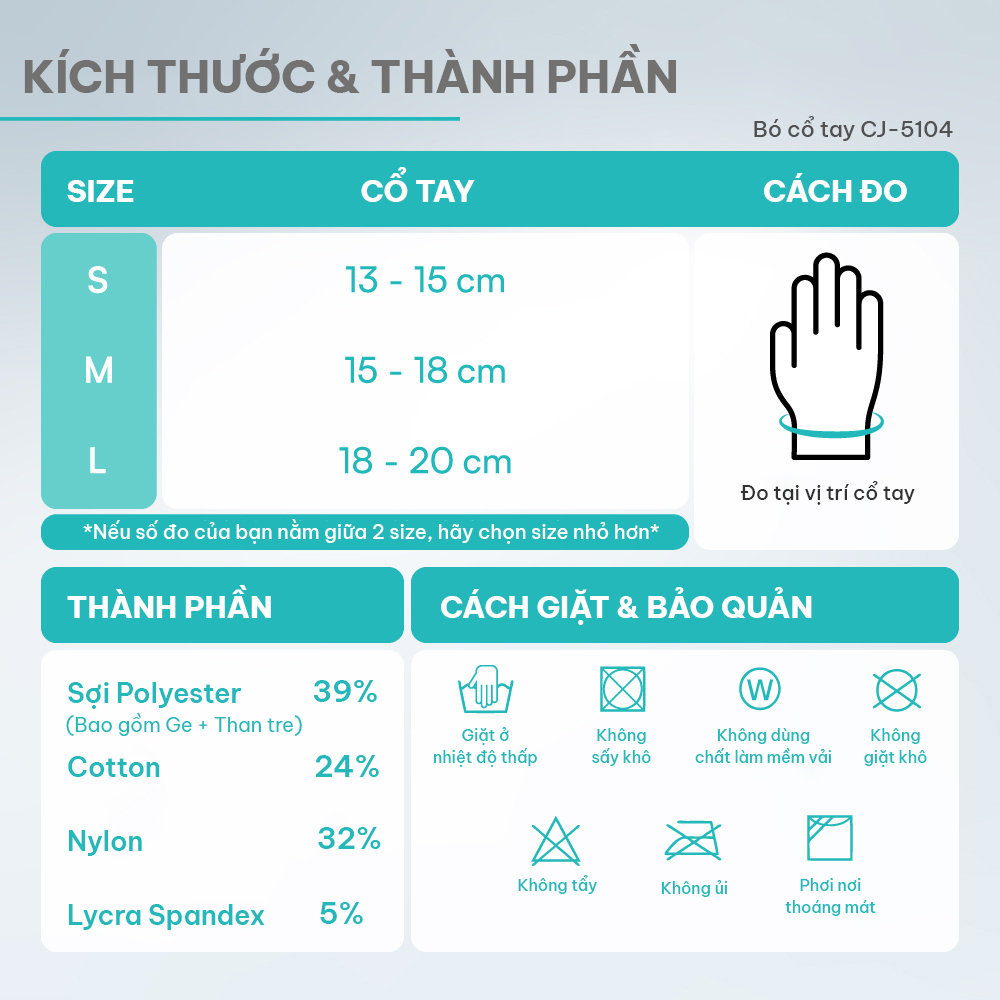 Bó cổ tay Vital Salveo CJ-5104 bảo vệ và hỗ trợ cổ tay khi tập luyện