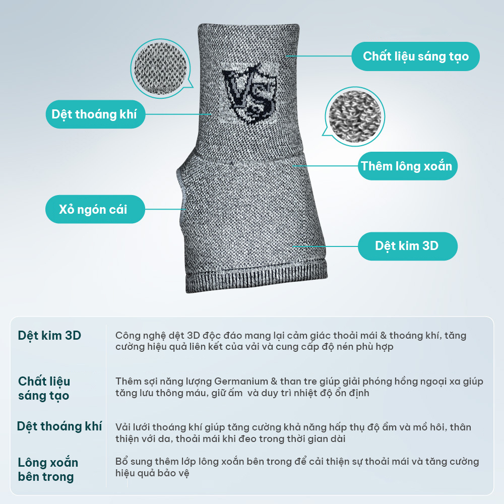 Bó cổ tay Vital Salveo CJ-5104 bảo vệ và hỗ trợ cổ tay khi tập luyện