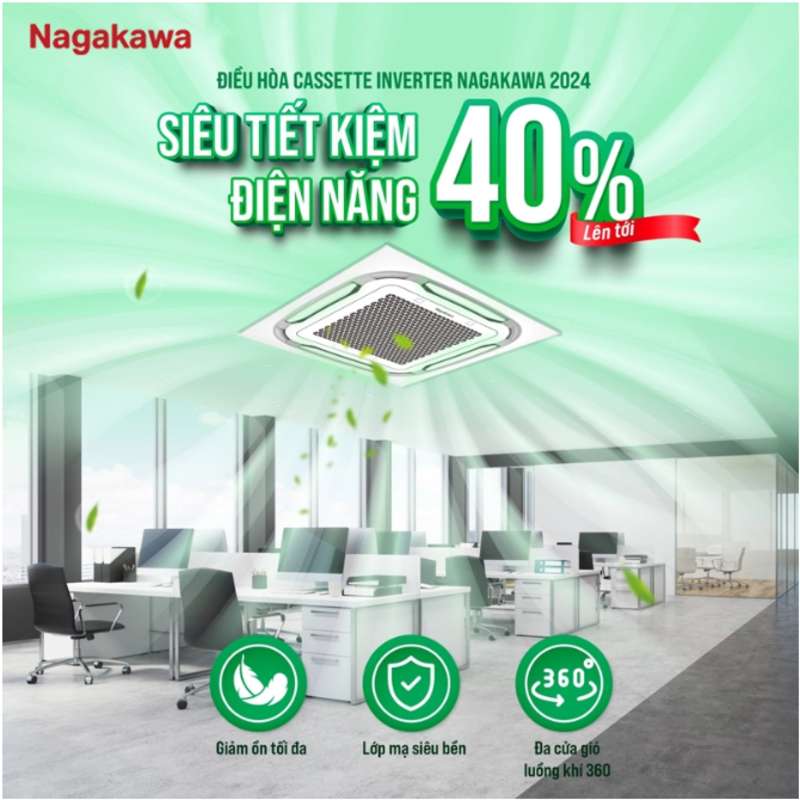 Máy lạnh âm trần Nagakawa sử dụng công nghệ Inverter tiết kiệm