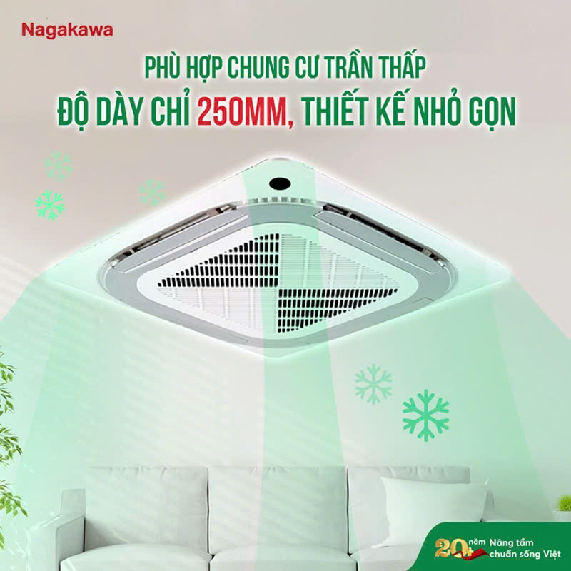 Máy lạnh âm trần Nagakawa lắp đặt dễ dàng, linh hoạt