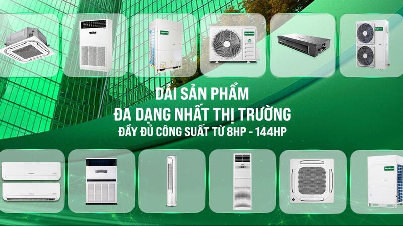 Bộ dàn nóng điều hòa trung tâm có thể cấp lạnh cho tối đa 64 dàn lạnh