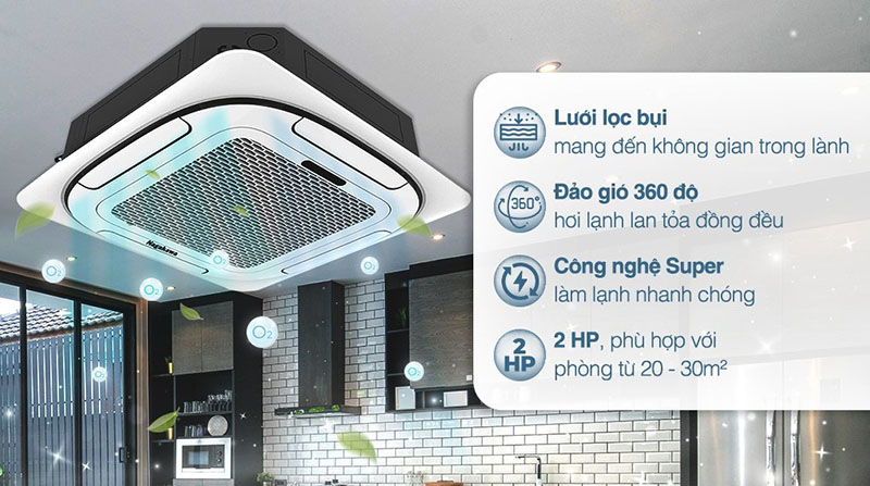 Máy lạnh âm trần Cassette 8 hướng thổi NT-C18R1T20 18000BTU/h 1 chiều