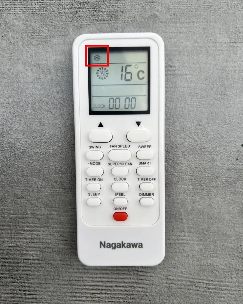 Chế độ Cool trên điều hoà Nagakawa được biểu thị bằng hình bông tuyết