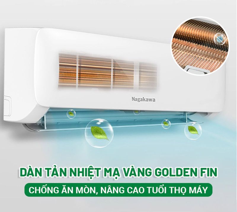 Dàn tản nhiệt của NIS-C09R2U51 sử dụng công nghệ chống ăn mòn Gold Fin