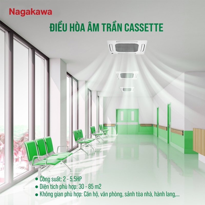 Điều hòa âm trần Cassette của thương hiệu Nagakawa.