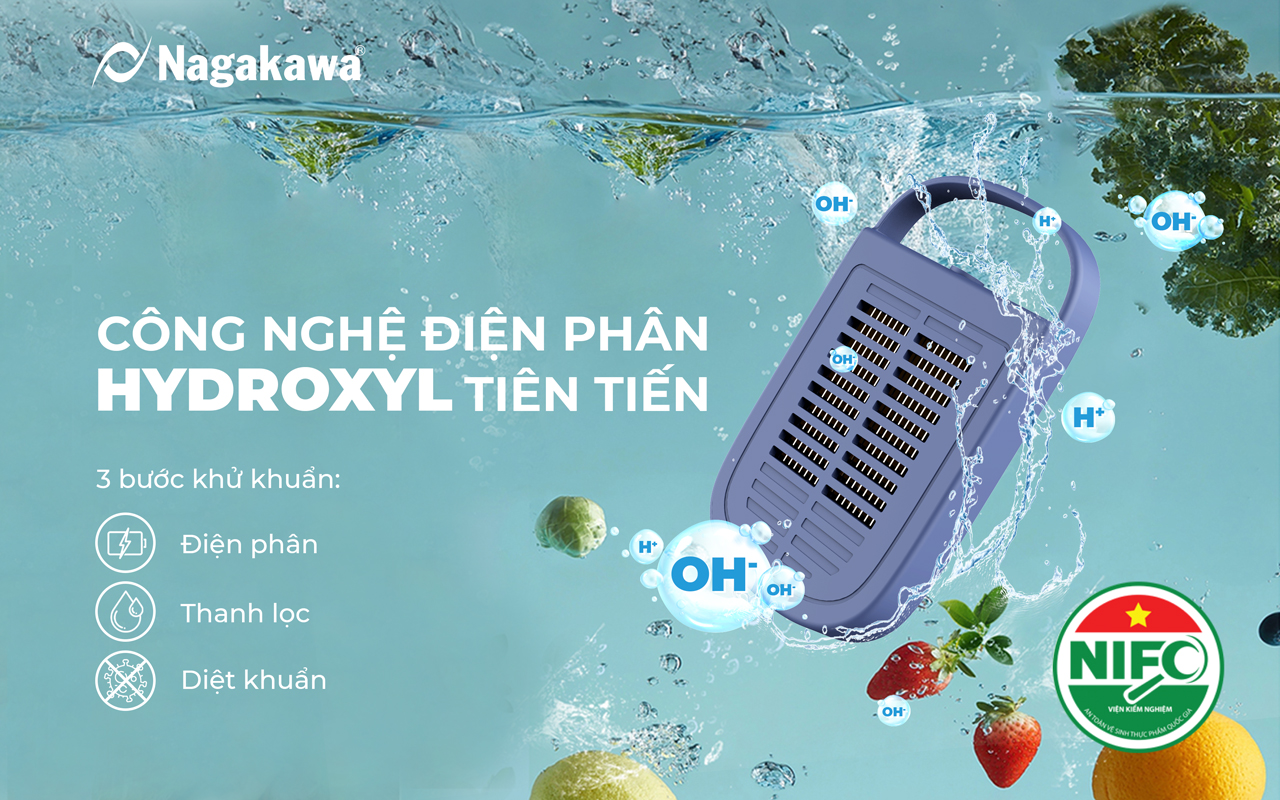 Diệt khuẩn triệt để với công nghệ điện phân Hydroxyl