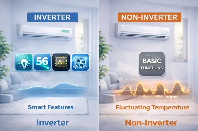 Dòng Inverter thường tích hợp nhiều tính năng thông minh hơn so với dòng thường.