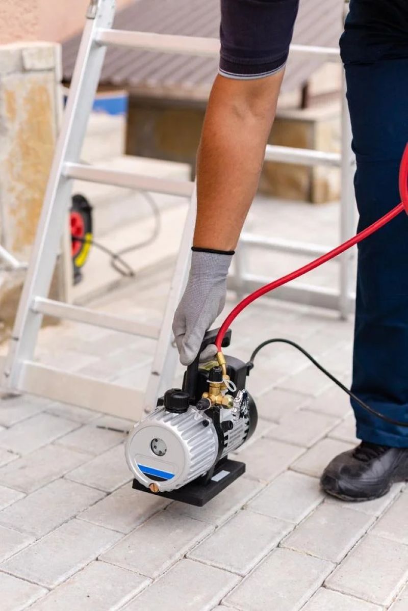 Kỹ thuật viên tháo kết nối, mở van gas và kiểm tra trước khi hoàn thành