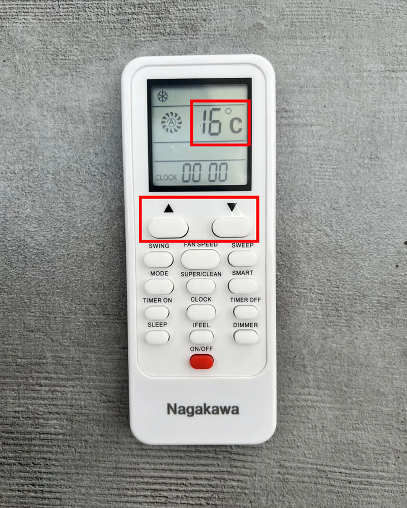 Mũi tên lên xuống giúp chỉnh nhiệt độ sưởi ấm trên điều hòa 2 chiều