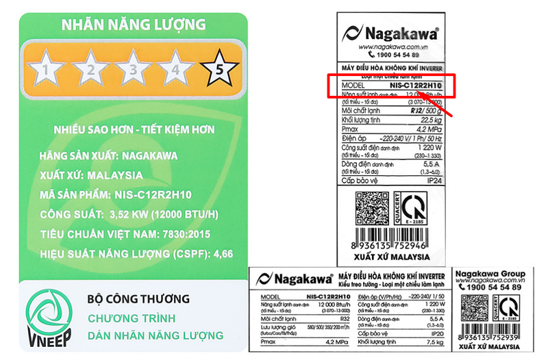 tra cứu công suất điều hòa bằng số model của máy