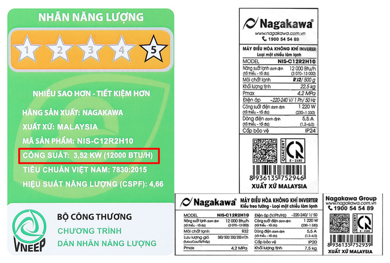 tra cứu công suất điều hòa bằng tem nhãn