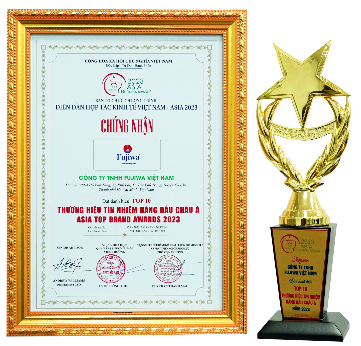 Top 10 Thương hiệu Tín nhiệm hàng đầu Châu Á - Asia Top Brand Award 2023