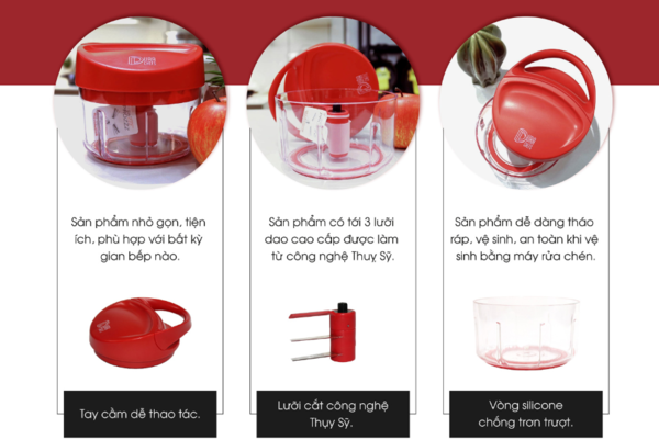 Các bộ phận của dụng cụ xay cắt đa năng Durachefs