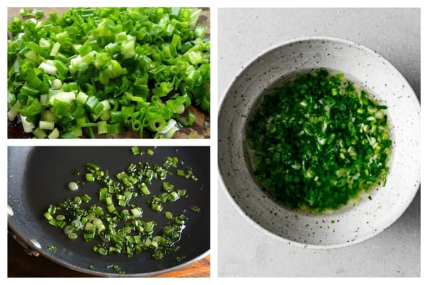 Làm mỡ hành cho món bắp xào mỡ hành