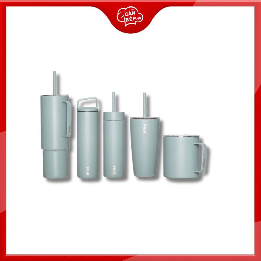 Bộ ly bình giữ nhiệt 5 món màu xanh sương mai